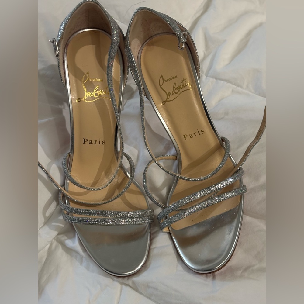 CHRISTIAN LOUBOUTIN SILVER HEELS